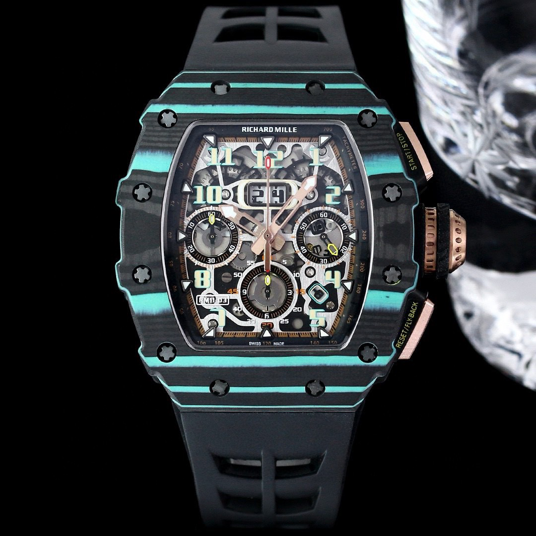 0-117.jpg Richard Mille RM-FM Flyback Kronograf Titan Replika Klocka