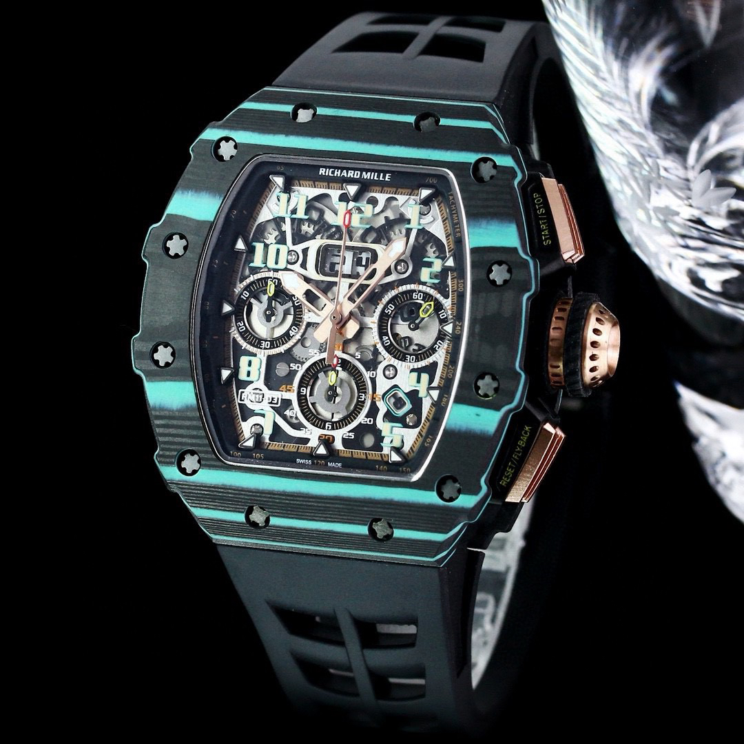 1-117.jpg Richard Mille RM-FM Flyback Kronograf Titan Replika Klocka