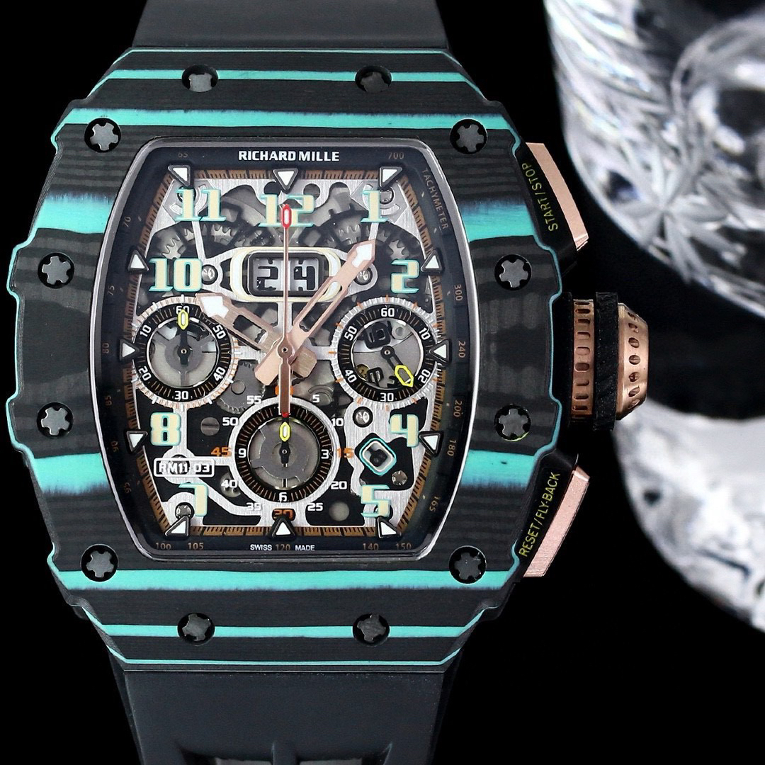3-117.jpg Richard Mille RM-FM Flyback Kronograf Titan Replika Klocka